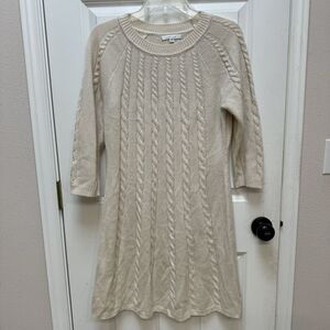 Sandra Darren Womens Cream Ivory Knee Length Medium Knit Sweaterdress